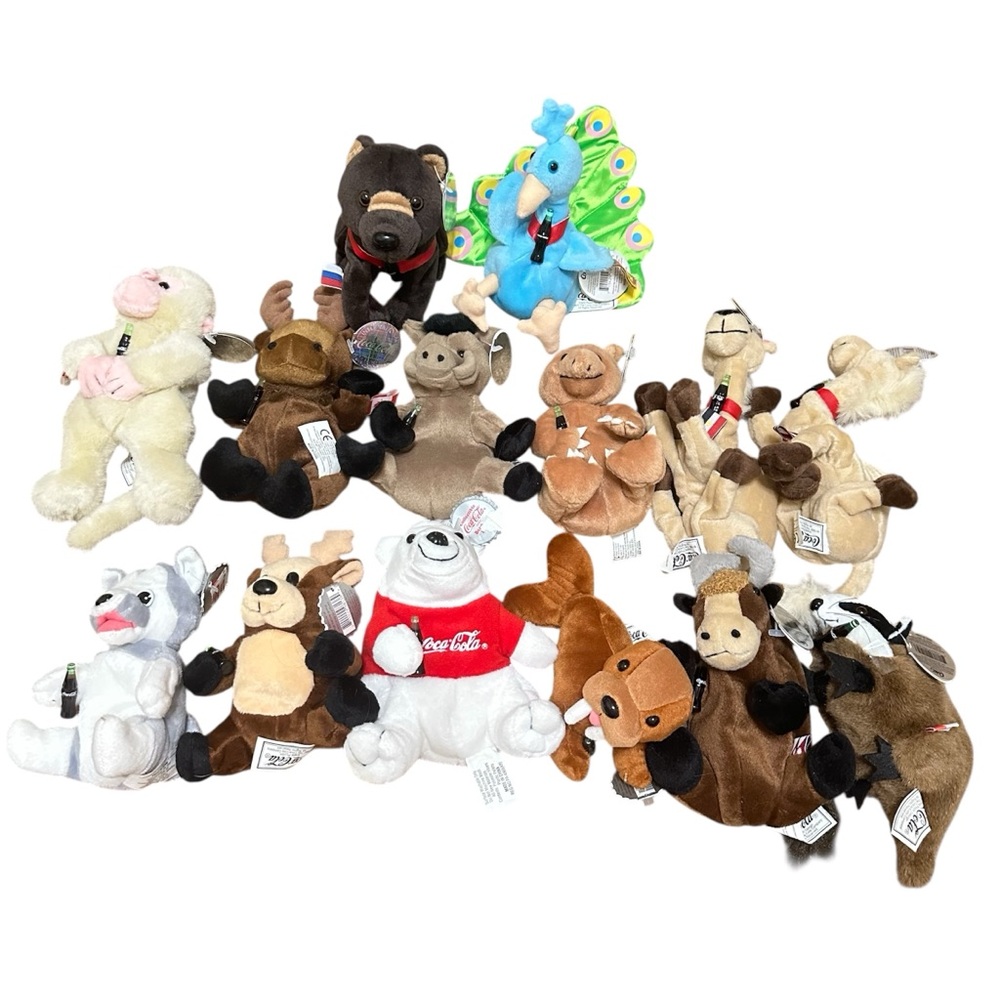 1997 Coca-Cola International Collection Plush Bean Bag Animals 14 piece lot